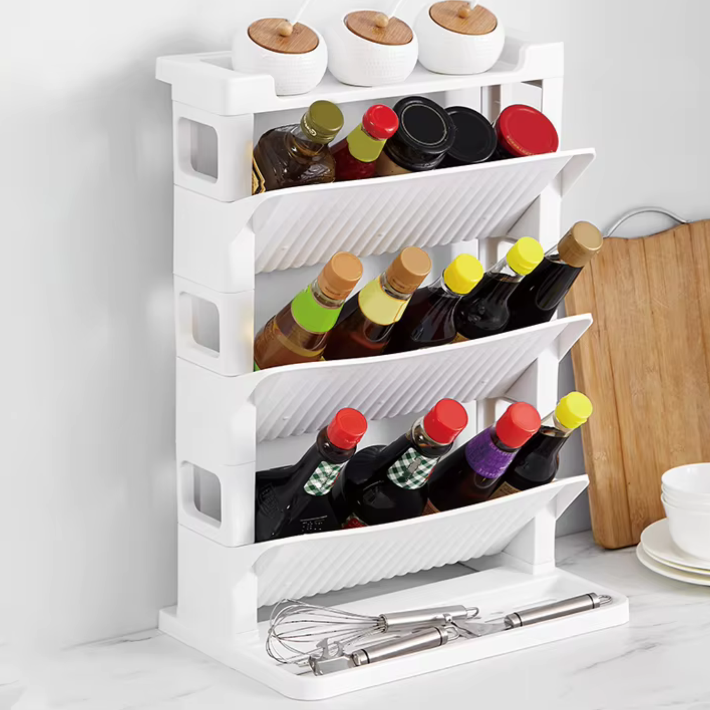 4 LAYER BOTTLE ORGANIZER KITCHEN STORAGE SHELF