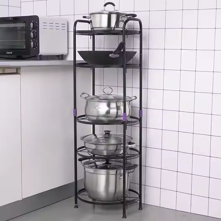 METAL POT RACK 5 LAYER MULTIPURPOSE KITCHEN ORGANIZER STAND