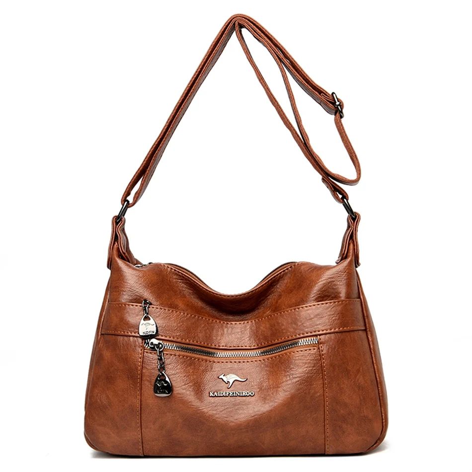 BROWN PREMIUM PU LEATHER SHOULDER & CROSSBODY BAG